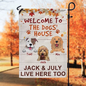 Personalized Dog Garden Flag, Custom Dog Flag, Fall Home Decor, Yard Decor, Dog Lover Gifts, Fall Outdoor Decor, Thanksgiving Flag Decor