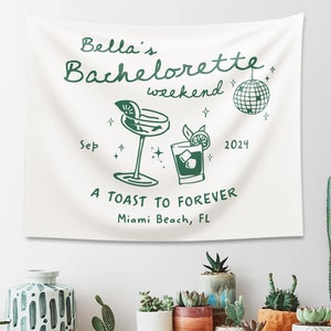 A Toast to Forever Bachelorette Party Tapestry, Bachelorette Party Decor, Bachelorette Weekend Backdrop, Bridal Shower Party Welcome Sign