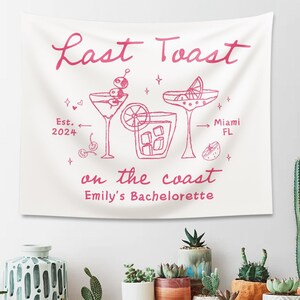 Custom Beach Bachelorette Party Tapestry,  A Toast to Forever Bachelorette Backdrop, Bachelorette Party Decor, Bachelorette Welcome Sign