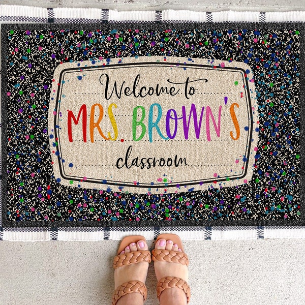 Custom Teacher Welcome Mat, Personalized Classroom Doormat, Back to School Decor, Classroom Decor, Teacher Rug, Classroom Rug, Teacher Gifts