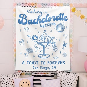 Custom Beach Bachelorette Party Tapestry, Bachelorette Party Decor, A Toast to Forever Bachelorette Weekend Backdrop, Bachelorette Sign