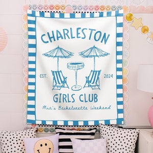 Custom Beach Bachelorette Party Tapestry, Bachelorette Party Decor, A Toast to Forever Bachelorette Weekend Backdrop, Bach Girls Trip Sign