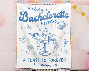Custom Beach Bachelorette Party Tapestry, Bachelorette Party Decor, A Toast to Forever Bachelorette Weekend Backdrop, Bachelorette Sign