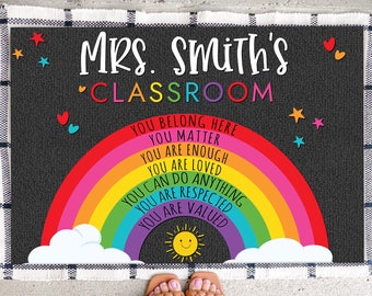 Custom Classroom Welcome Mat, Personalized Teacher Doormat, Classroom Decor, Back to School, Rugs for Classroom, Teacher Rug, Porch Decor