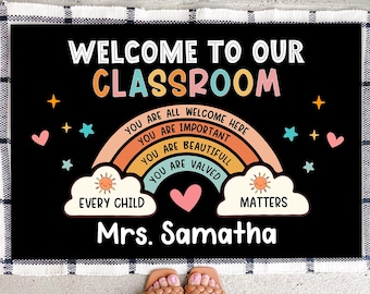 Personalized Teacher Doormat, Custom Classroom Welcome Mat, Teacher Gifts, Classroom Doormat, Classroom Decor, Back to School, Teacher Rug