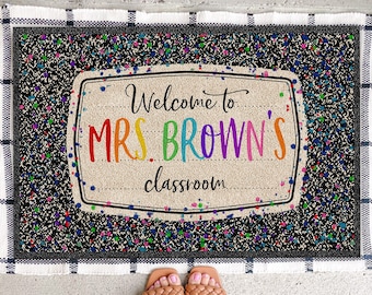 Custom Teacher Welcome Mat, Personalized Classroom Doormat, Back to School Decor, Classroom Decor, Teacher Rug, Classroom Rug, Teacher Gifts