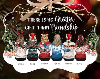 Custom Best Friend Ornament 2026, There Is No Greater Gift Than Friendship Glass Ornament, Gifts for Friend, Friends Christmas Keepsake Gift