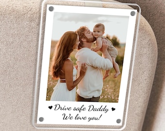 FREE PHOTO Custom Photo Car Visor Clip, Fathers Day Gift for Dad, Dad Gifts from Kids, Personalized Gift for Grandpa, Dad Birthday Gifts