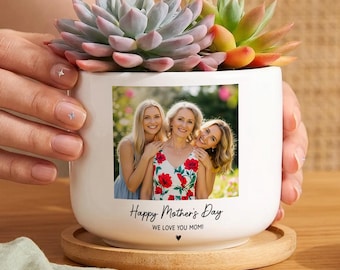 Personalized Mom Photo Plant Pot, Custom Photo Flower Pot, Mothers Day Gift for Mom, Gift for Grandma, Custom Picture Keepsake Gift for Her