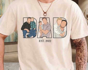 Custom Dad Portrait From Photo Shirt, Father’s Day Shirt, Personalized Dad Photo Shirt, Dad Shirt, Dad Birthday Gifts, Gift for Husband Him