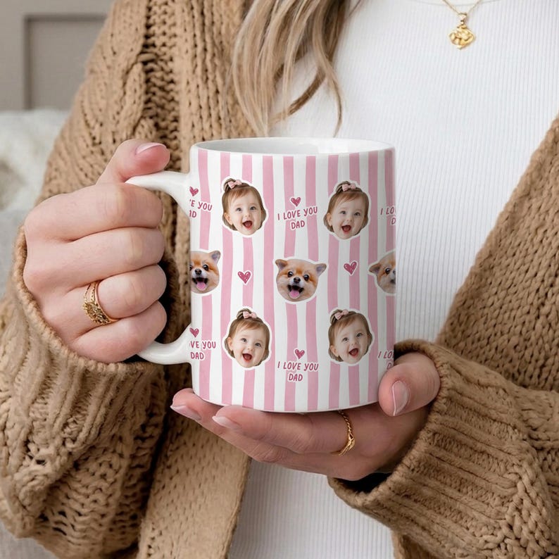 Custom Baby Photo Retro Mug, Best Dad Ever Personalized Father's Day Gift, First Time Daddy Appreciation, Dad Birthday Gift, Grandpa Present image 8