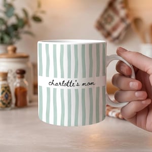 Personalized Mom Stripe Ceramic Mug, Custom Name Mother's Day Gift for Mom, New Mom Gift Idea, First Time Grandma Gifts image 8