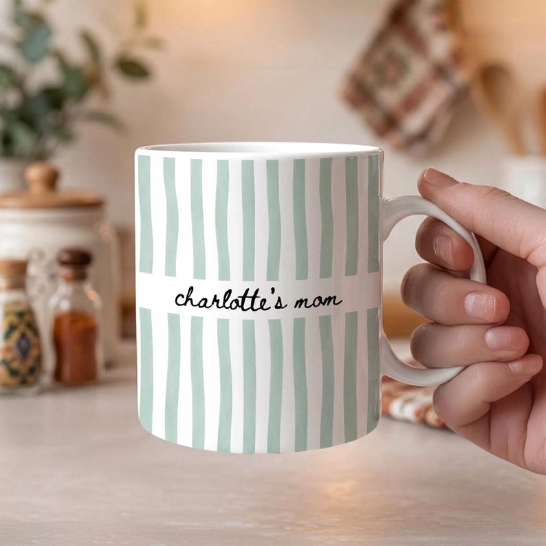 Personalized Mom Stripe Ceramic Mug, Custom Name Mother's Day Gift for Mom, New Mom Gift Idea, First Time Grandma Gifts image 8