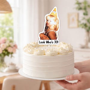 Custom Vintage Photo Acrylic Cake Topper, Personalized Photo Cake Topper, 30th Birthday Party Decoration, Wedding Anniversary Cake Topper Bild 5