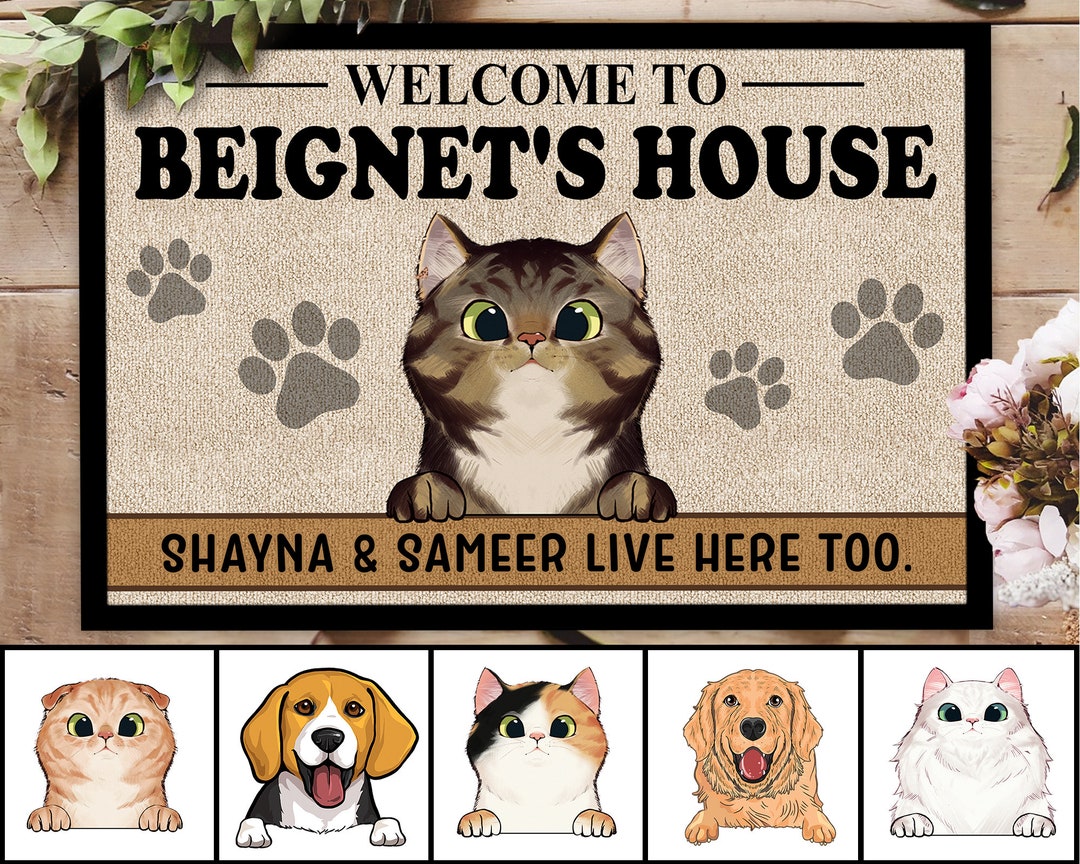 Custom Doormat, Personalized Pet Doormat, Funny Cat Dog Doormat