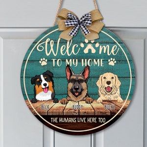 Personalized Pet Door Sign - Up to 3 Dogs/Cats - Gift Idea For Dog/Cat Lover - Welcome To House main image 0