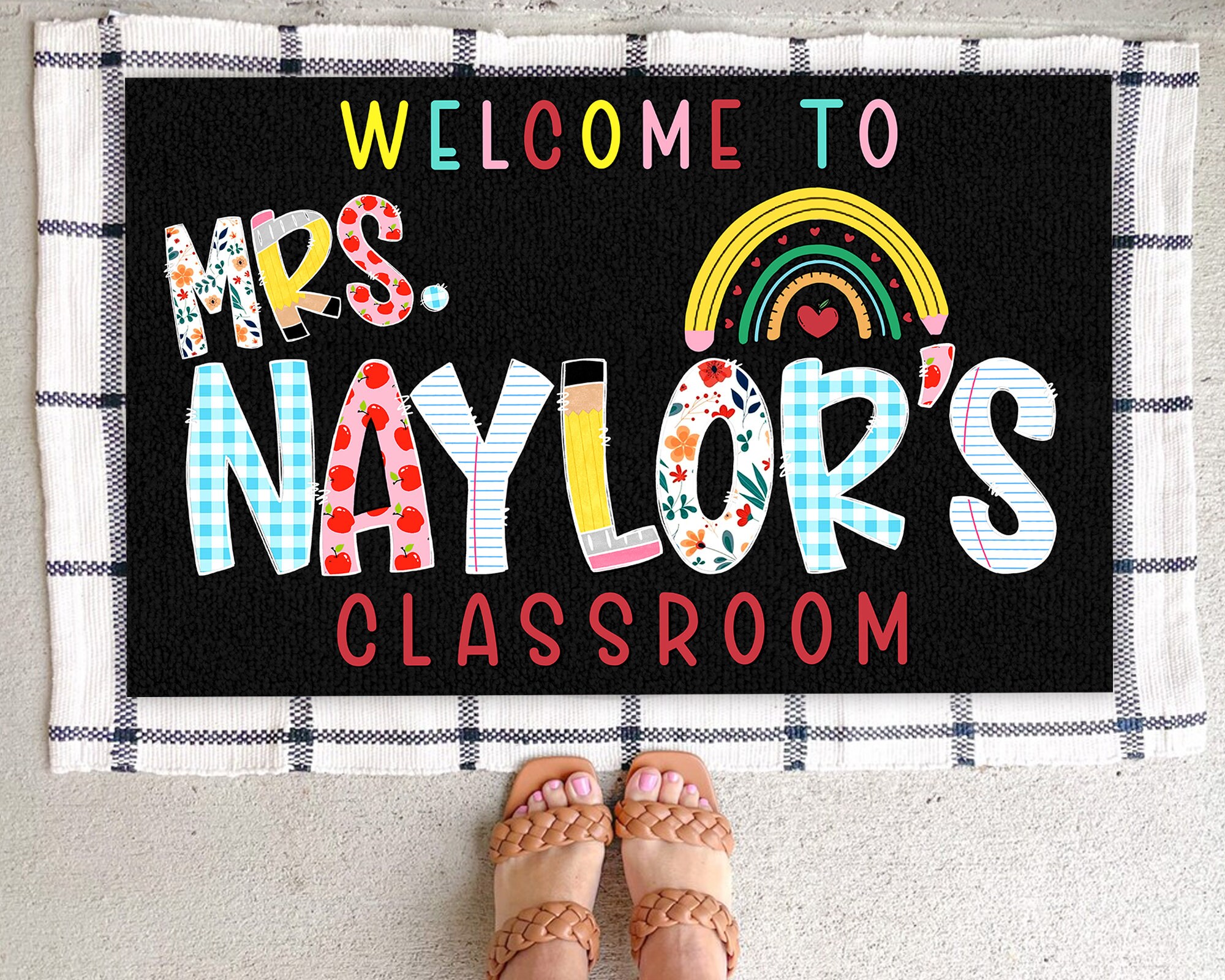 Personalized Teacher Doormat for Classroom Teacher Gifts Etsy