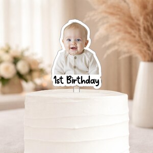Custom Photo Birthday Cake Topper, Personalized Photo Birthday Cake Decor, Milestone Birthday Baby Photo Topper, Birthday Party Decor Gift image 2