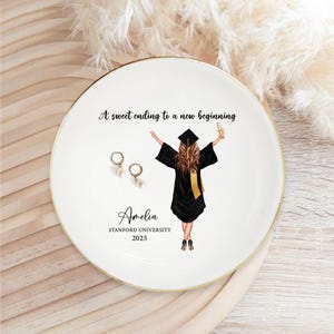 Personalized Graduation Gift for Her, Custom Jewelry Dish Gift for Daughter Class of 2025, College Graduation Keepsake Gift, Senior Gift image 6