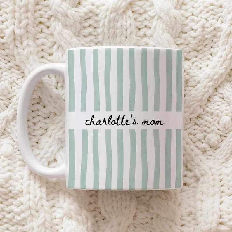 Personalized Mom Stripe Ceramic Mug, Custom Name Mother's Day Gift for Mom, New Mom Gift Idea, First Time Grandma Gifts image 3