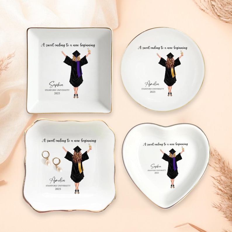 Personalized Graduation Gift for Her, Custom Jewelry Dish Gift for Daughter Class of 2025, College Graduation Keepsake Gift, Senior Gift image 7