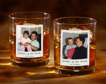 Personalized Photo Whiskey Glass, Custom Gift for Father of the Bride, Father of the Groom, Gift for Dad, Gift for Him, Wedding Keepsake