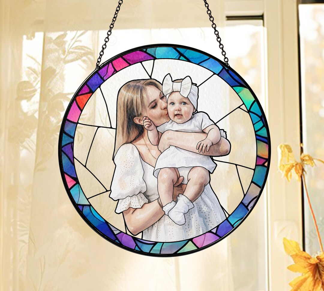 Custom Mom Stained Glass Suncatcher Mother's Day Gift From Daughter Son ...