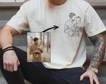 Custom Dad Portrait Photo Shirt, Father's Day Shirt, Fathers Day Gift for Grandpa, Custom Picture Shirt For Dad, Birthday Gift for Husband