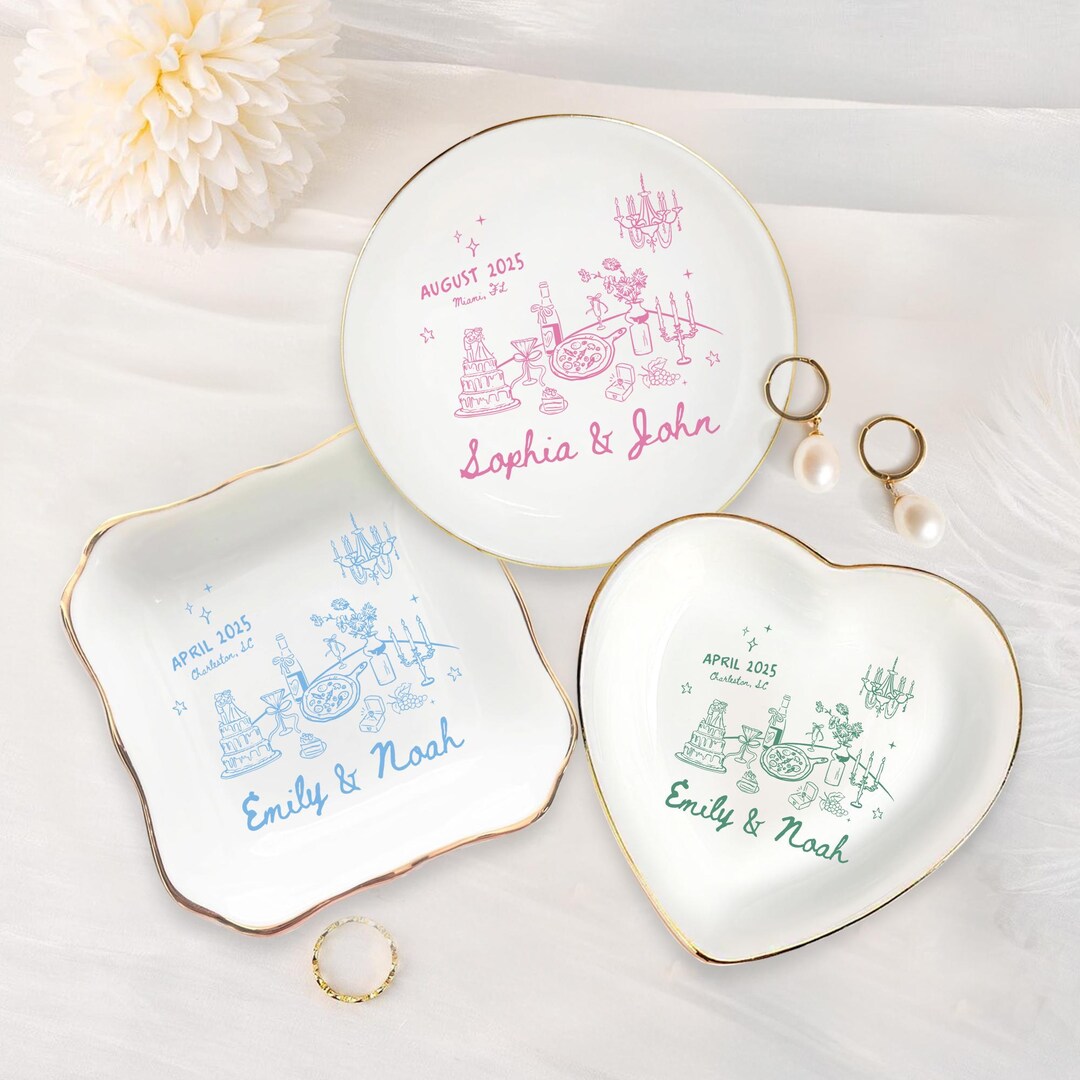 Personalized Ceramic Ring Dish: Custom Engagement Gift - Etsy