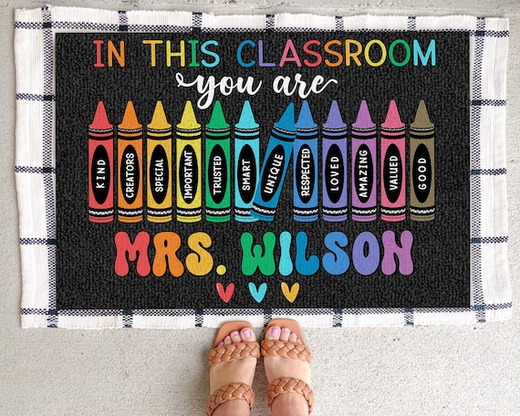 Classroom Welcome Mat, In this Classroom Teacher Rug, Teacher Personalized Gifts, Classroom Decor, Back to School Decor, New Teacher Gift