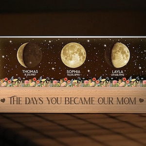 Custom Moon Phase by Date Night Light Gift for Mom, Mothers Day Gift for Grandma, Personalized Mom Moon Phase Lamp, Mom Gifts, Birthday Gift image 5
