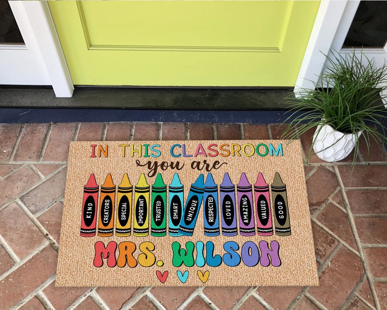Classroom Welcome Mat, In this Classroom Teacher Rug, Teacher Personalized Gifts, Classroom Decor, Back to School Decor, New Teacher Gift image 6