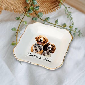 Personalized Dog Cat Photo Ring Dish, Custom Pet Portrait Jewelry Dish, Dog Mom Trinket Dish, Pet Lovers Gift, Mother’s Day Gift for Cat Mom zdjęcie 9