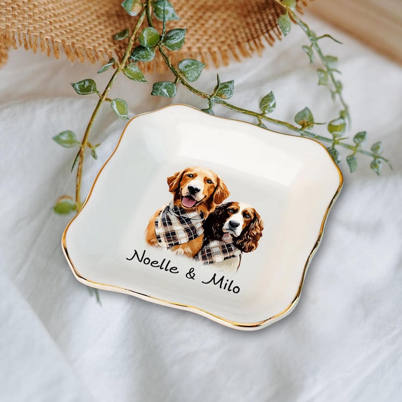 Personalized Dog Cat Photo Ring Dish, Custom Pet Portrait Jewelry Dish, Dog Mom Trinket Dish, Pet Lovers Gift, Mother’s Day Gift for Cat Mom zdjęcie 9