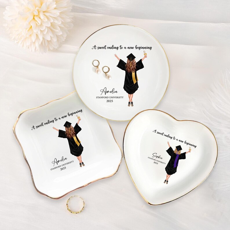 Personalized Graduation Gift for Her, Custom Jewelry Dish Gift for Daughter Class of 2025, College Graduation Keepsake Gift, Senior Gift image 8