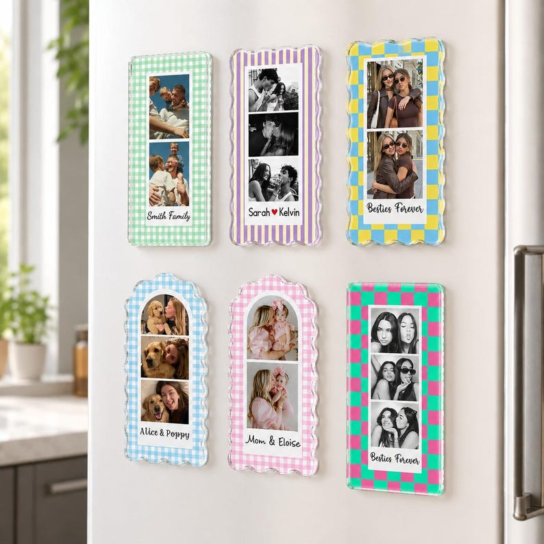 Custom Strip Photobooth Acrylic Magnet, Personalized Couples Photo Magnet, Besties Photo Magnet, Family Photo Magnet Gift, Kids Photo Magnet image 7
