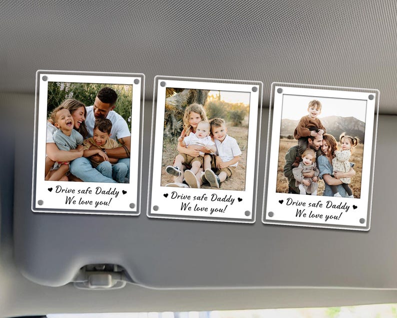 FREE PHOTO Custom Photo Car Visor Clip, Fathers Day Gift for Dad, Dad Gifts from Kids, Personalized Gift for Grandpa, Dad Birthday Gifts image 4