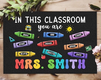 Personalized Classroom Decor, Custom Classroom Doormat, Doormat for Teacher Name Welcome Mat, Teacher Appreciation Gift Back to School Decor