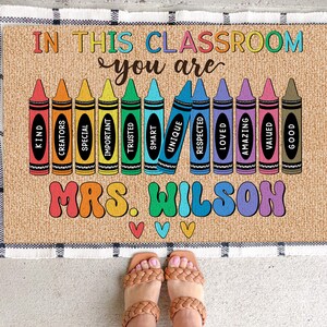Classroom Welcome Mat, In this Classroom Teacher Rug, Teacher Personalized Gifts, Classroom Decor, Back to School Decor, New Teacher Gift image 2