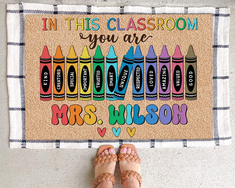 Classroom Welcome Mat, In this Classroom Teacher Rug, Teacher Personalized Gifts, Classroom Decor, Back to School Decor, New Teacher Gift image 2