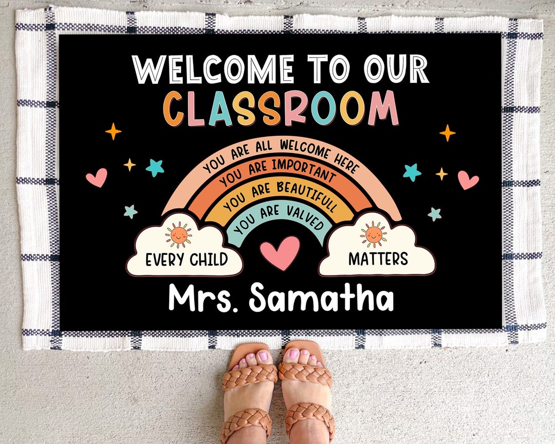Personalized Teacher Doormat, Custom Classroom Mat, Teacher