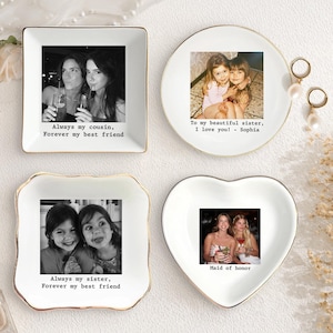 Personalized Sister Photo Jewelry Dish, Custom Ceramic Trinket Tray for Best Friend Wedding Day, Soul Sister Gift, Gift for Bridesmaids Bild 4