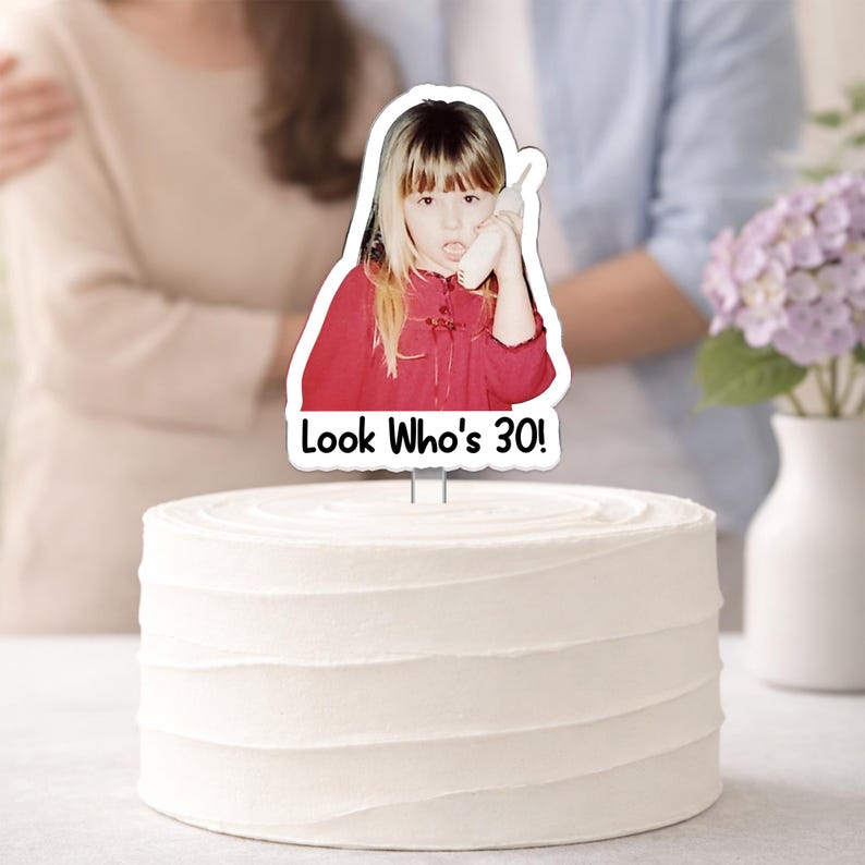 Custom Vintage Photo Acrylic Cake Topper, Personalized Photo Cake Topper, 30th Birthday Party Decoration, Wedding Anniversary Cake Topper Bild 4