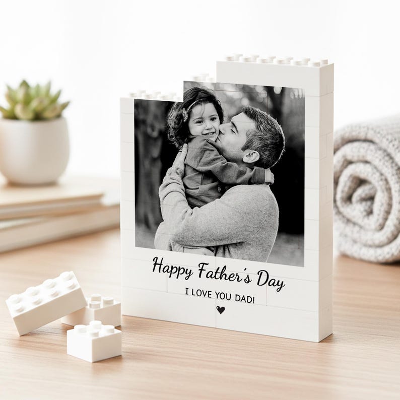 Personalized Daddy & Me Building Brick Photo Block, Father's Day Gift ...