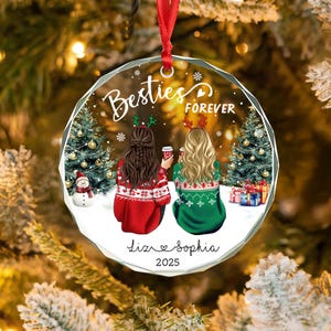 Custom Best Friends Christmas Ornaments, Friendship Besties Ornament 2026, Gift for Friend, Gift for Her, Friend Christmas Keepsake Ornament image 6