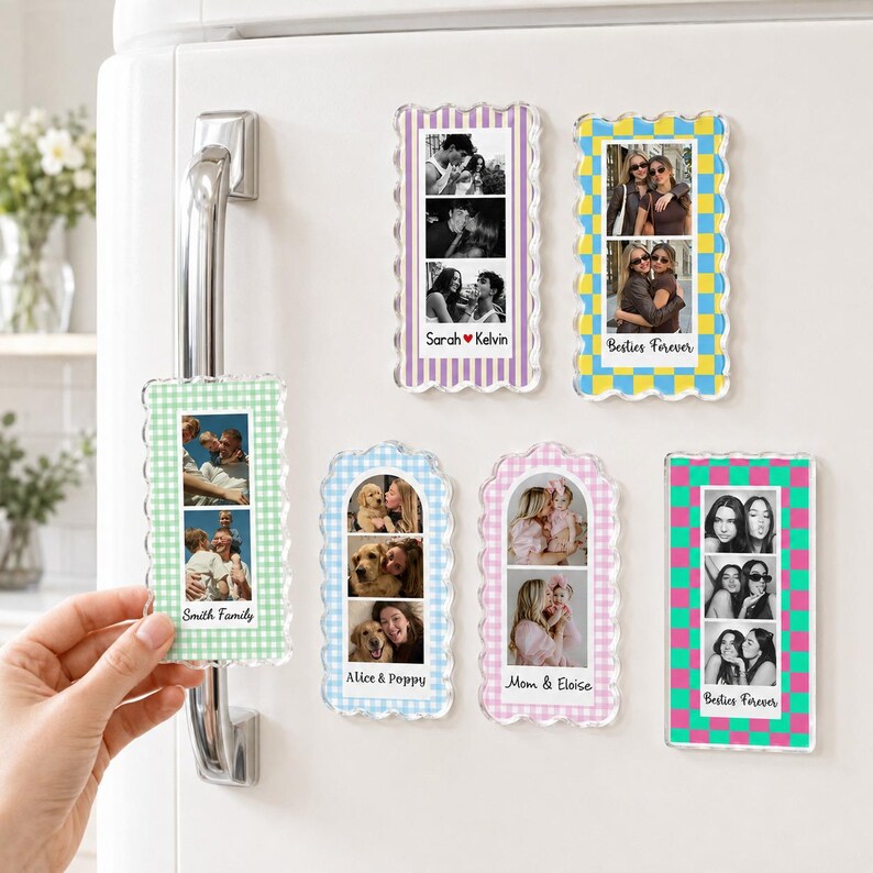 Custom Strip Photobooth Acrylic Magnet, Personalized Couples Photo Magnet, Besties Photo Magnet, Family Photo Magnet Gift, Kids Photo Magnet image 4