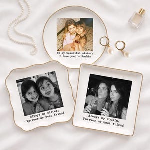 Personalized Sister Photo Jewelry Dish, Custom Ceramic Trinket Tray for Best Friend Wedding Day, Soul Sister Gift, Gift for Bridesmaids Bild 6
