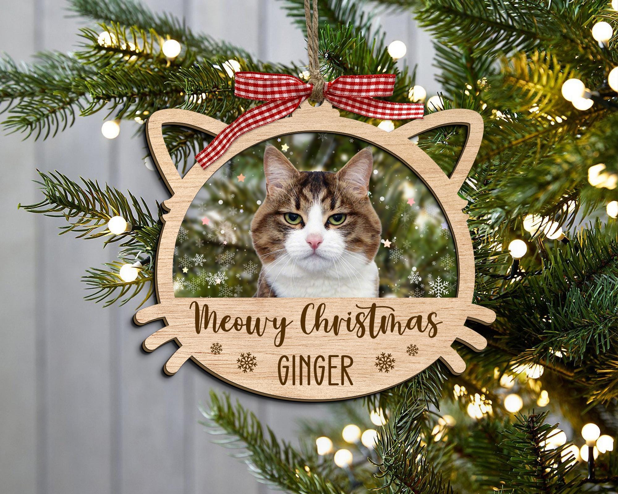 Custom Cat Christmas Ornament 2024, Personalized Cat Photo Ornament ...