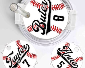 Custom Baseball Tumbler Topper, Personalized Stanley Name Plate, 30oz 40oz Stanley Topper for Tumbler Lid, Stanley Accessories, Cup Name Tag