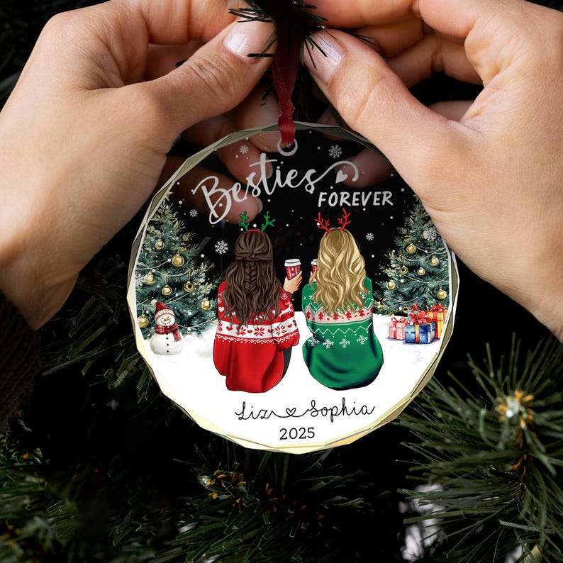 Custom Best Friends Christmas Ornaments, Friendship Besties Ornament 2026, Gift for Friend, Gift for Her, Friend Christmas Keepsake Ornament image 9